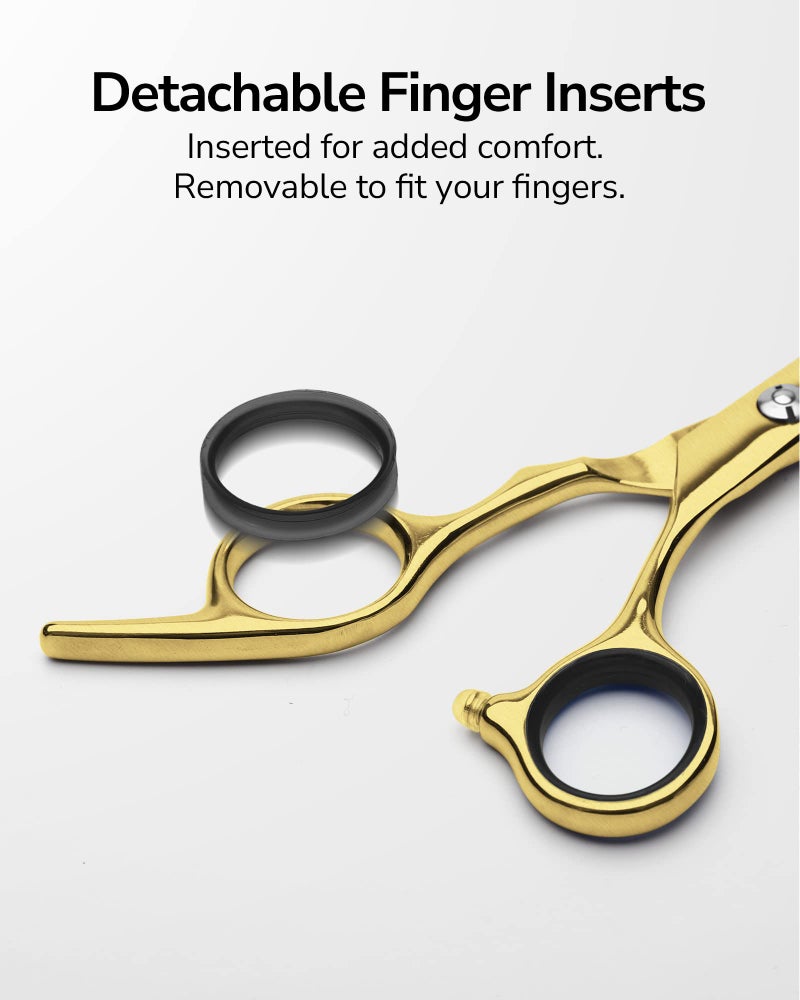 ULG Hair Cutting Scissors, ULG Hair Shears 6.5 inch Hairdressing Hair Scissor, Salon Razor Edge Hair Cutting Shears, Japanese Stainless Steel Haircut Scissors with Detachable Finger Gold - Image 4