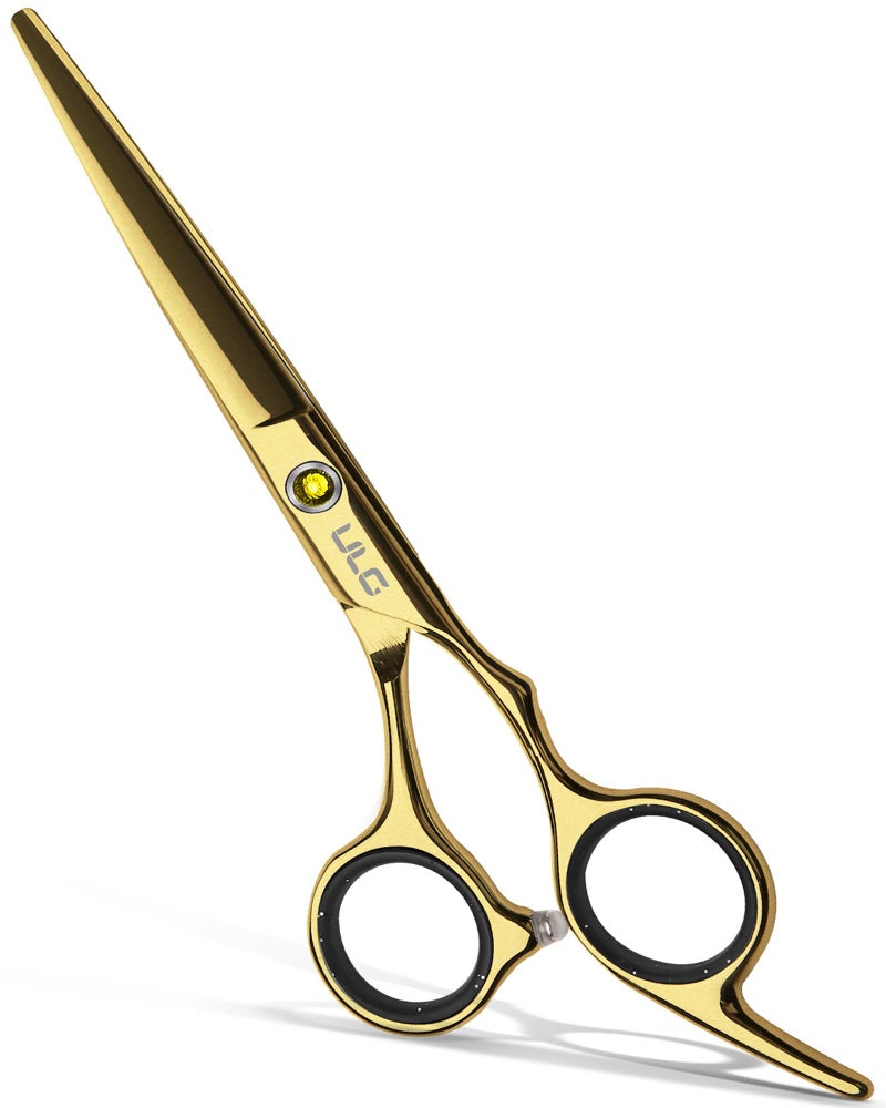 ULG Hair Cutting Scissors, ULG Hair Shears 6.5 inch Hairdressing Hair Scissor, Salon Razor Edge Hair Cutting Shears, Japanese Stainless Steel Haircut Scissors with Detachable Finger Gold - Image 1