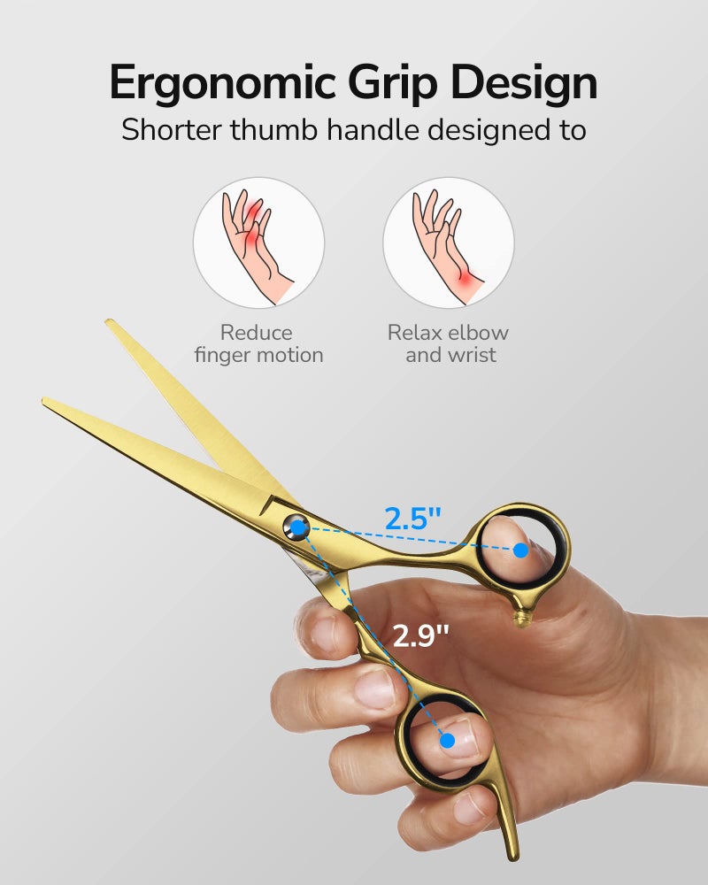 ULG Hair Cutting Scissors, ULG Hair Shears 6.5 inch Hairdressing Hair Scissor, Salon Razor Edge Hair Cutting Shears, Japanese Stainless Steel Haircut Scissors with Detachable Finger Gold - Image 5