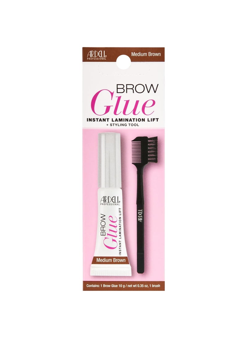 ARDELL Ardell Brow Glue in Medium Brown with Dual Sided Styling Brush  Instant Lamination Lift for Natural Defined Brows All day Extreme Hold Eyebrow Gel 035 oz 