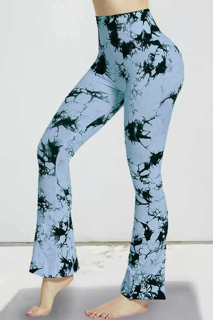 Tie-Dye Horn Yoga Pants Peach Hip Wide Leg Fitness Pants Sports Pants - Image 1