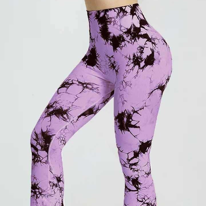 Tie-Dye Horn Yoga Pants Peach Hip Wide Leg Fitness Pants Sports Pants - Image 5