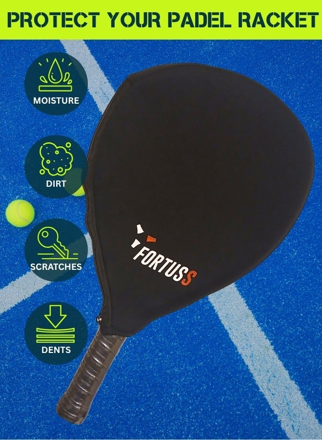 FORTUSS Fortuss Padel Racket Cover – Neoprene Protective Sleeve for All Padel Shapes – Lightweight, Shock-Absorbing & Travel-Ready Case with Zipper Closure  - Image 2