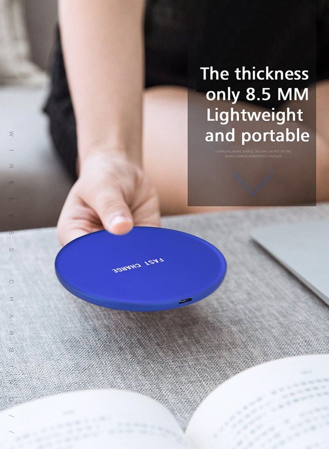 NIBEMINENT Q16 Wireless Charger Qi Charging Pad Stand For iPhone 8 Plus X/Galaxy S8 Blue - Image 2