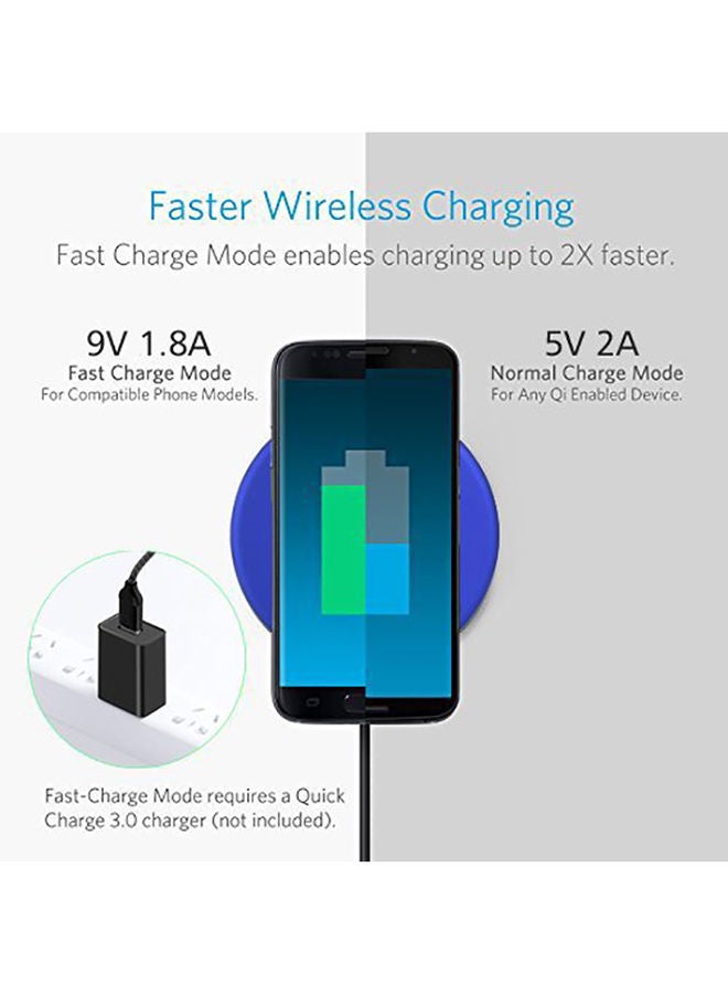 NIBEMINENT Q16 Wireless Charger Qi Charging Pad Stand For iPhone 8 Plus X/Galaxy S8 Blue - Image 3