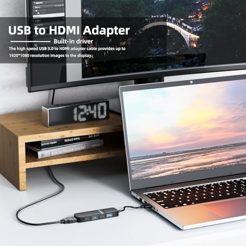 Eanetf USB to HDMI Adapter, Eanetf Dual USB C USB A 3.0 Hub: 5 Ports with 2* USB-C and 2* USB-A and 1* HDMI Extend for TV,DVD Player,Projector,Monitor,Laptop,PS4,Flash Drive, HDD,Xbox, Printer etc - 5 in 1 - Image 4