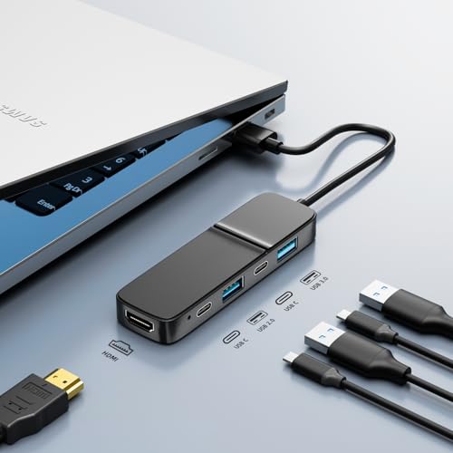 Eanetf USB to HDMI Adapter, Eanetf Dual USB C USB A 3.0 Hub: 5 Ports with 2* USB-C and 2* USB-A and 1* HDMI Extend for TV,DVD Player,Projector,Monitor,Laptop,PS4,Flash Drive, HDD,Xbox, Printer etc - 5 in 1 - Image 2