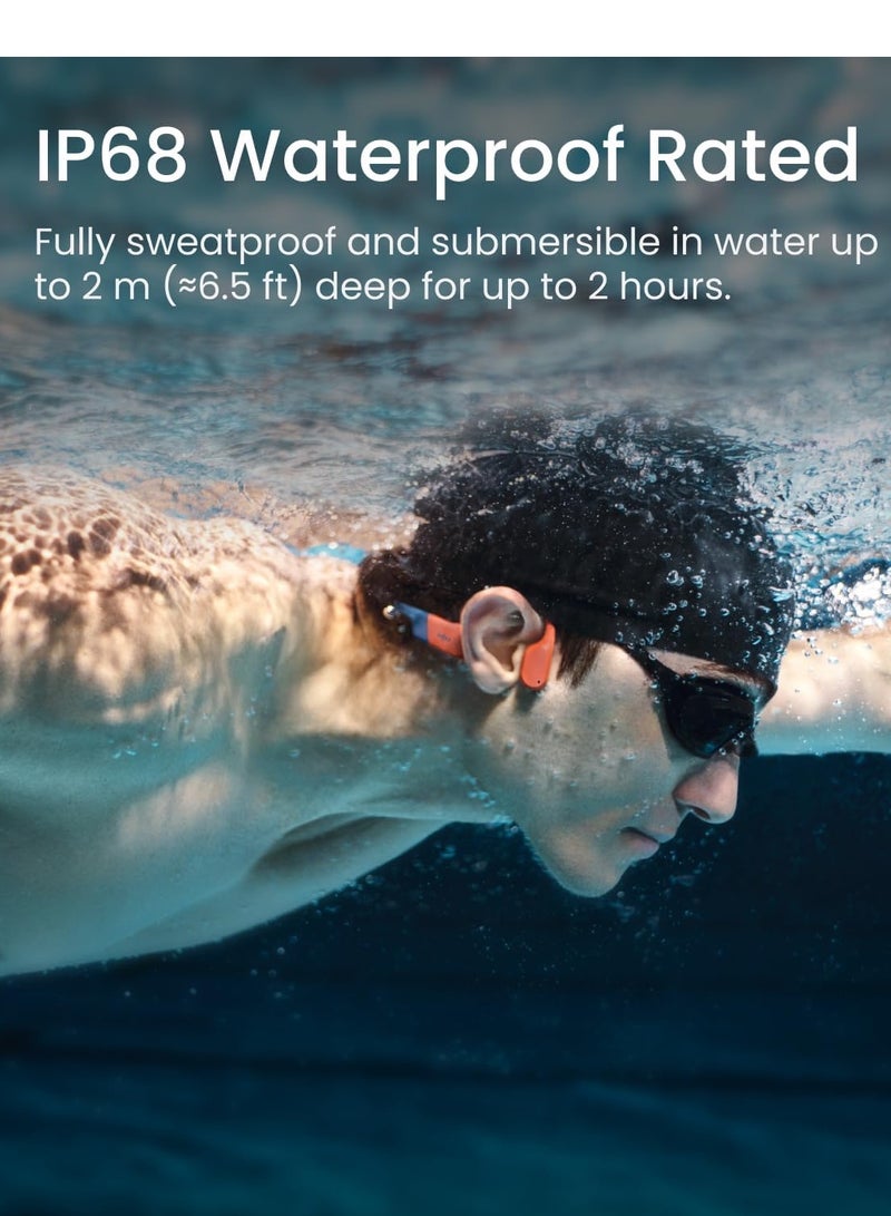 شوكز سماعات رأس للسباحة OpenSwim، سماعة عظمية مفتوحة الأذن، مقاومة للماء IP68، ذاكرة 4 جيجابايت، مشغل MP3 للسباحة، ركوب الأمواج، الجري - Image 2