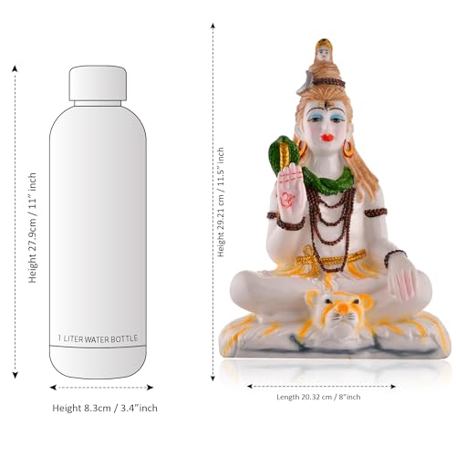 CraftVatika Shiva Statue for Home Decor Big, Shiv Shankar Idol Murti for Puja Temple Mandir, Shiv Shambhu Marble Dust Murti (11.5 Inch Height), Multicolor - Image 3