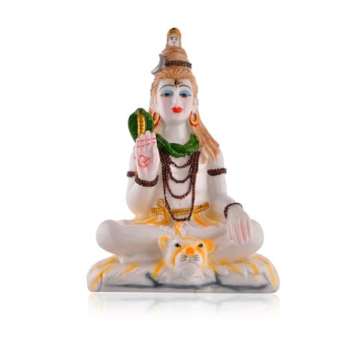 CraftVatika Shiva Statue for Home Decor Big, Shiv Shankar Idol Murti for Puja Temple Mandir, Shiv Shambhu Marble Dust Murti (11.5 Inch Height), Multicolor - Image 2