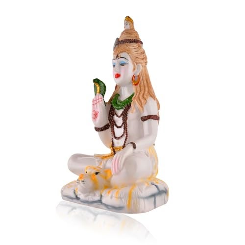 CraftVatika Shiva Statue for Home Decor Big, Shiv Shankar Idol Murti for Puja Temple Mandir, Shiv Shambhu Marble Dust Murti (11.5 Inch Height), Multicolor - Image 4