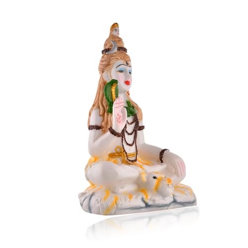 CraftVatika Shiva Statue for Home Decor Big, Shiv Shankar Idol Murti for Puja Temple Mandir, Shiv Shambhu Marble Dust Murti (11.5 Inch Height), Multicolor - Image 5