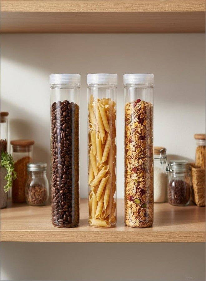 Hemobllo Kitchen Storage Containers 3-Pack Clear Plastic Jars with Lids 24Oz Airtight Food Storage Canisters for Pantry Organization Cereal Sugar Nut - Image 5