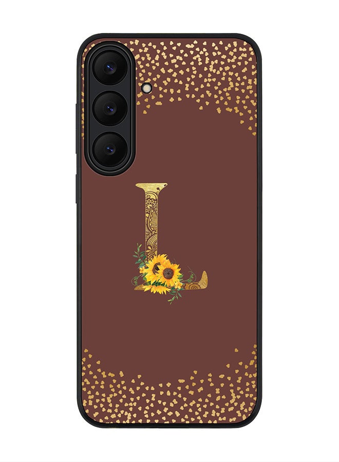 Stylizedd For Samsung Galaxy S25 FE Case,Slim fit Camera Protection, Shockproof Thin Phone cover  - Custom Floral Monogram - L  (Brown )