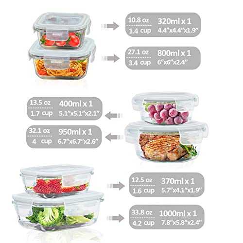 ROSOS Glass Food Storage Containers with Lids Airtight 6 Pack, Glass Storage Containers with Lids for Food, Not Easy Broken & Leak Proof, Oven/Dishwasher Safe, Grey - Image 2