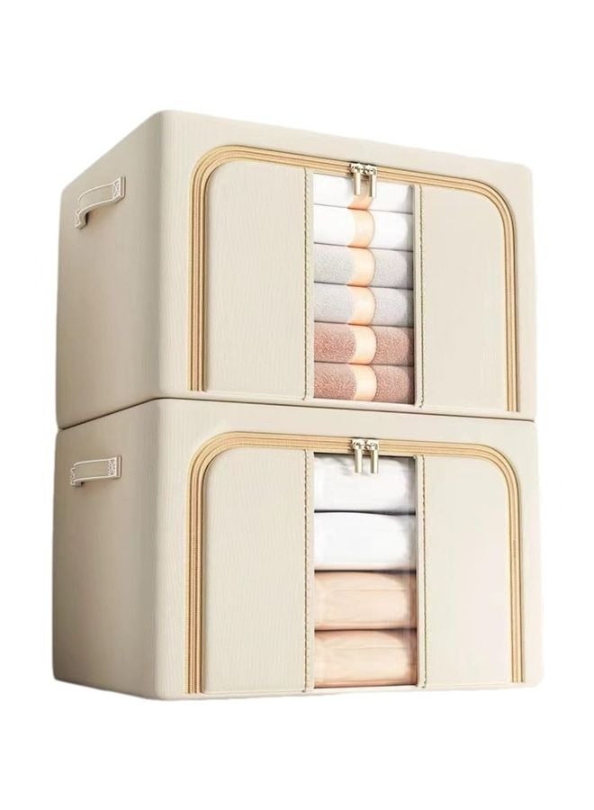 هومستر 2 قطعة مجموعة 66L صندوق تخزين ملابس أكسفورد، مع إطار معدني قابل للطي والتجميع وويندوز شفاف، مناسب لتخزين الملابس، البطانيات، أغطية السرير. - Image 1