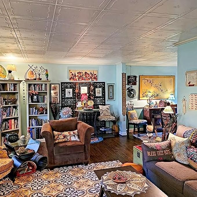 A R05 SPRING BUDS FOAM GLUE-UP CEILING TILE (21.6 SQ. FT./CASE), PACK OF 8, BLACK MATTE - Image 2