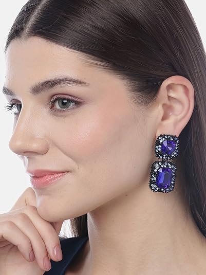 YouBella Jewellery Earrings for women Crystal Earrings for Girls and Women (Blue) - Image 3