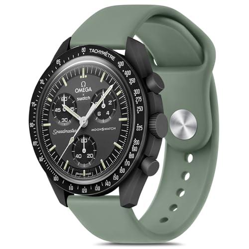 Meliya Bands for Moonswatch Watch, Soft Silicone Strap Compatible with Omega X Swatch Moonswatch Speedmaster/Rolex/SEIKO 20mm Watch, Swatch Omega Moonswatch Speedmaster Watch Replacement Band for Women Men (Cactus) - Image 1