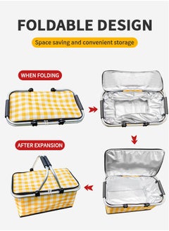GROIC 30L Large Picnic Basket Shopping Travel Camping Grocery Bags, Insulated Picnic Bag, Leak-Proof Collapsible Cooler Bag, Grocery Basket with Lid and 2 Sturdy Handles, Camping Supplies  - Image 2