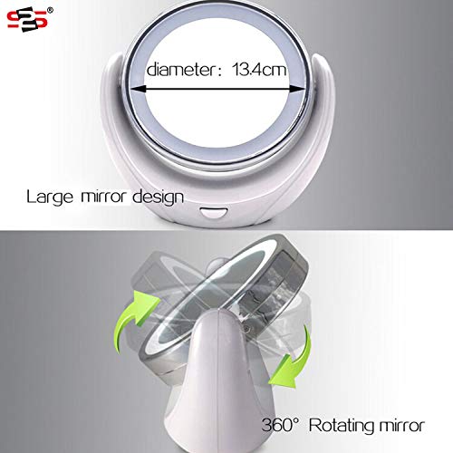 S2S 7X Magnifying Makeup Vanity Mirror with 16 LED Lights & Touch Control | 360° Rotating Vanity Mirror with LED Light - Image 3