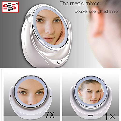 S2S 7X Magnifying Makeup Vanity Mirror with 16 LED Lights & Touch Control | 360° Rotating Vanity Mirror with LED Light - Image 2