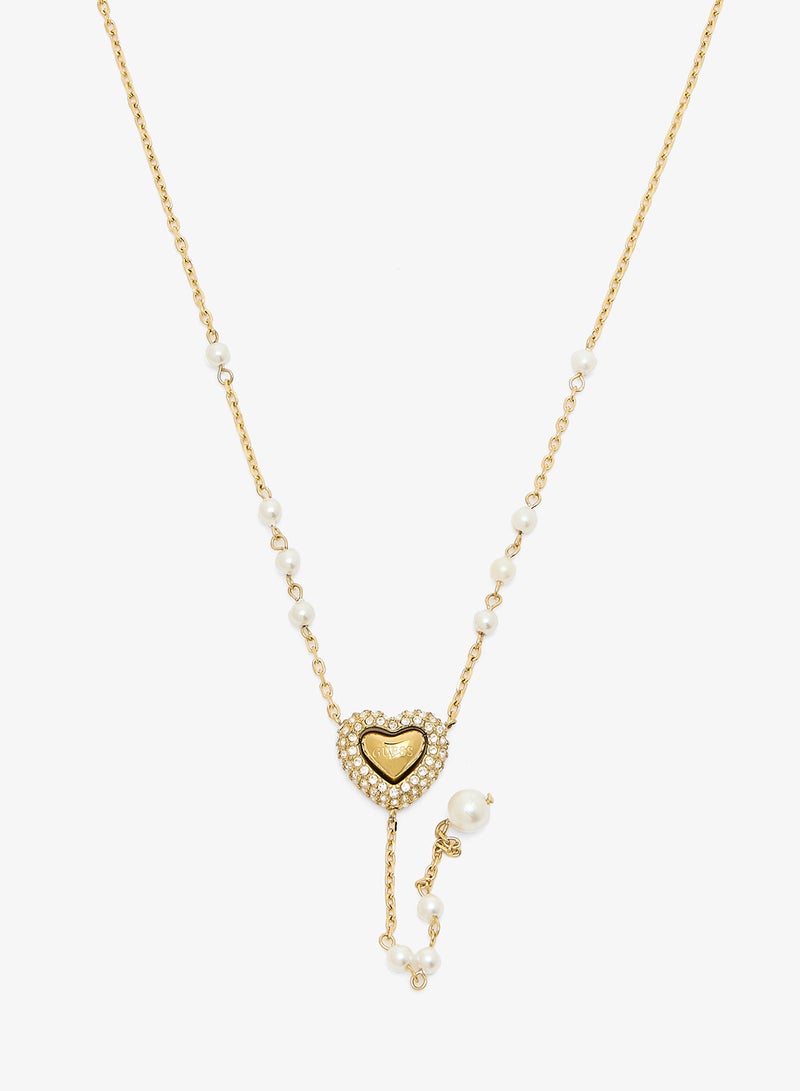 GUESS Pave Heart Y Chain Necklace - Image 2
