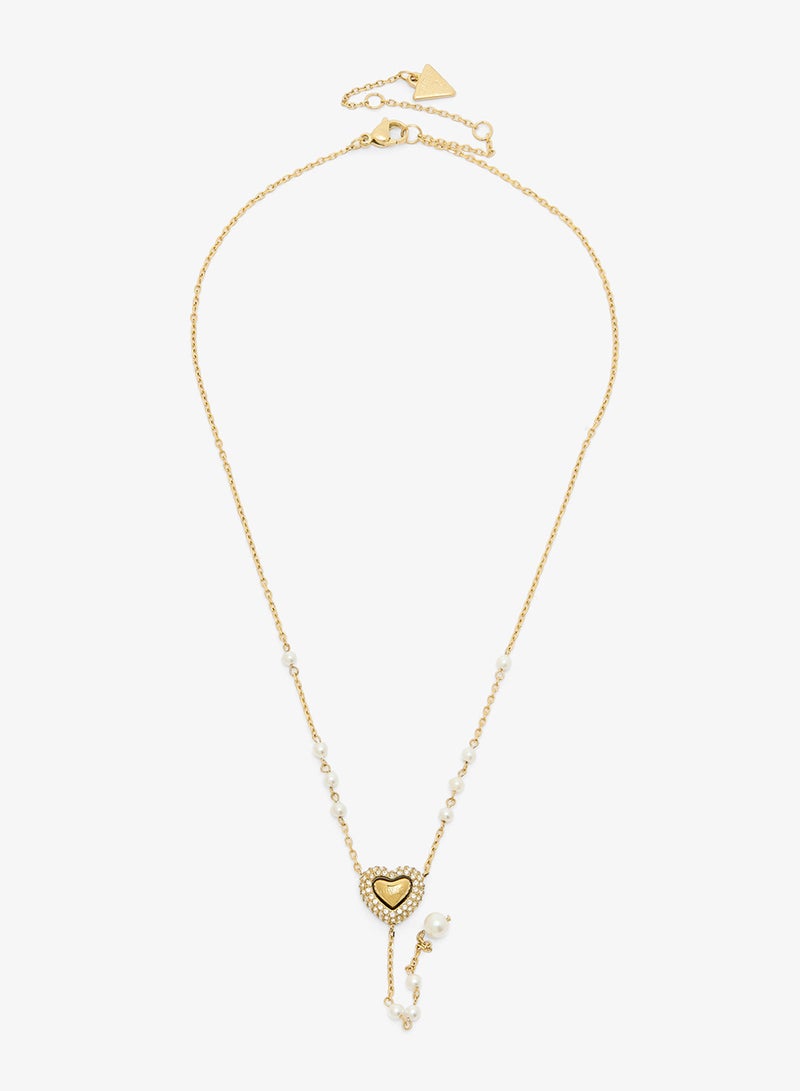 GUESS Pave Heart Y Chain Necklace - Image 1