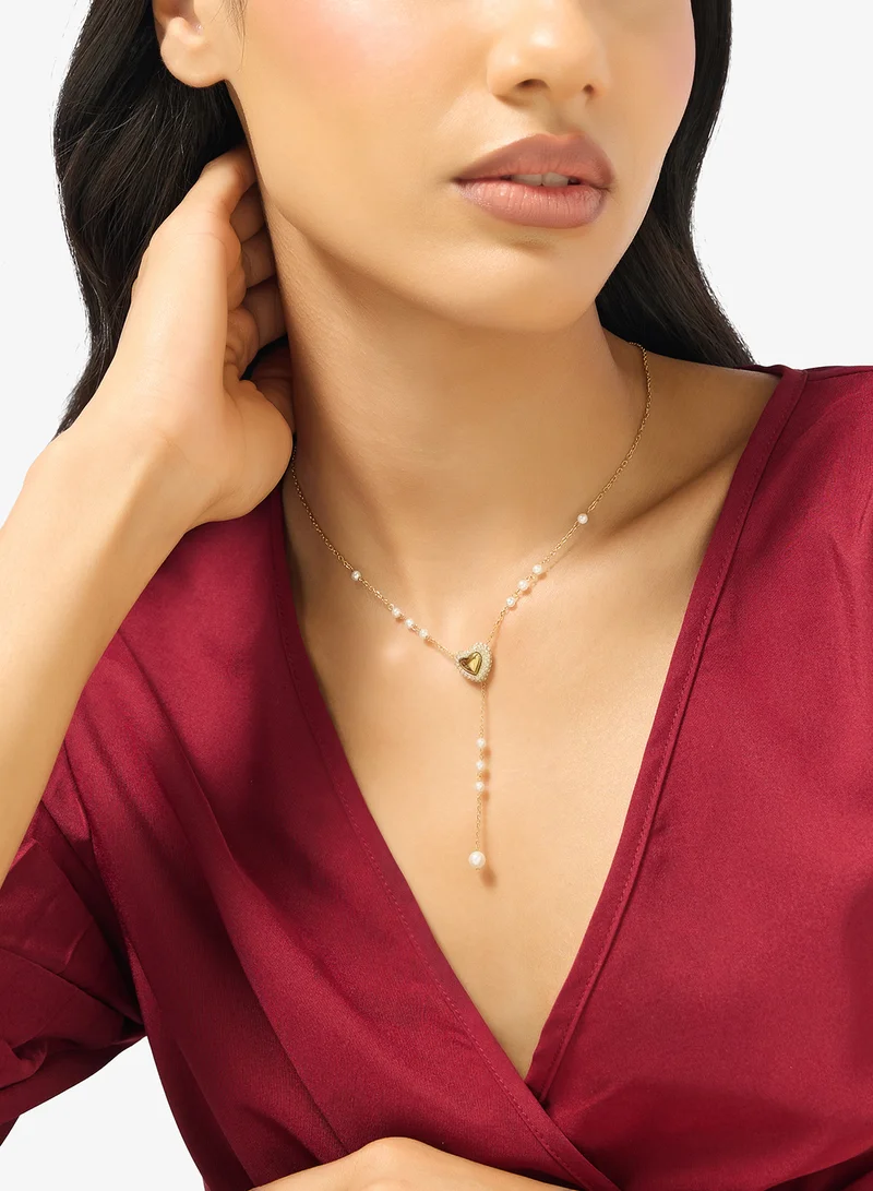 GUESS  Pave Heart Y Chain Necklace for Women | Best Price UAE