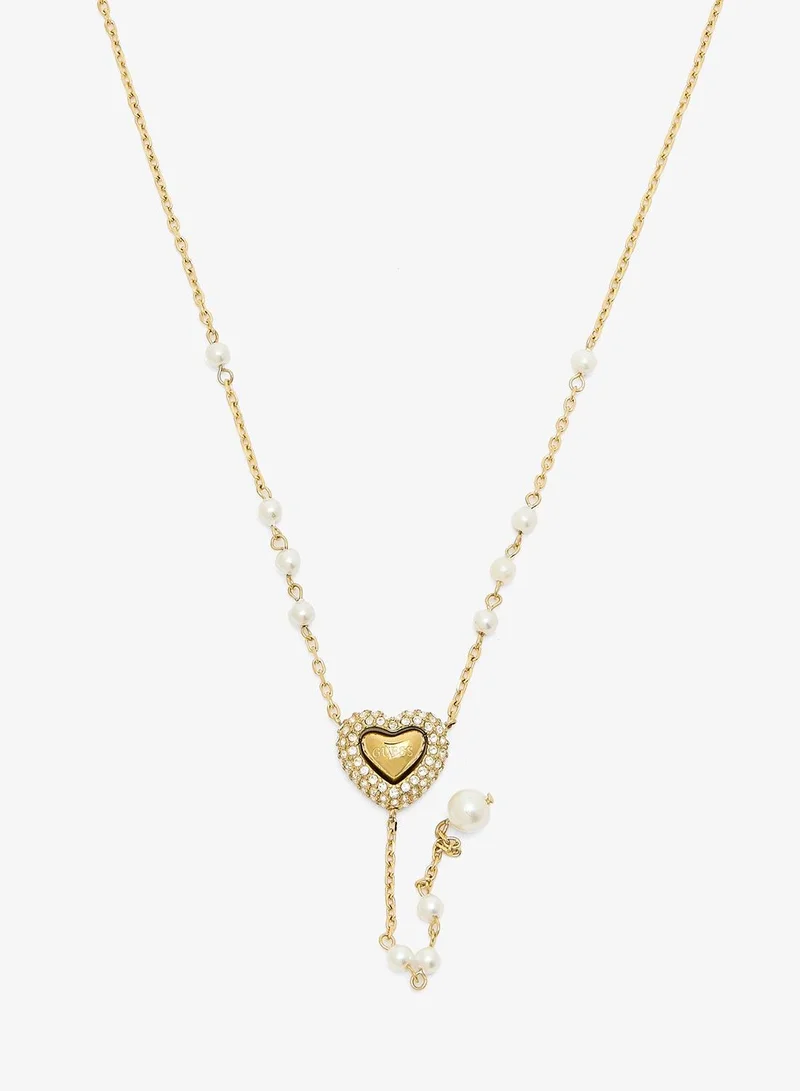 Pave Heart Y Chain Necklace