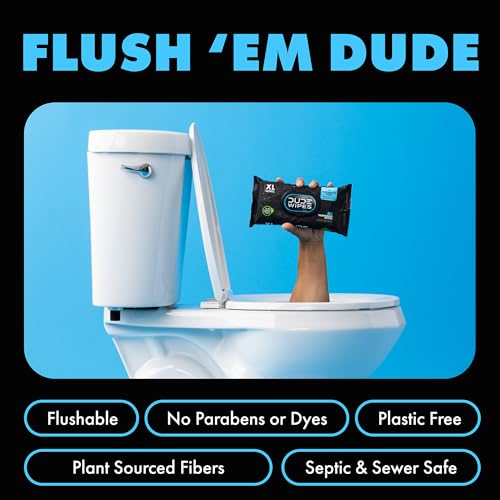 DUDE Wipes - Flushable Wipes Travel Pack - 6 Pack, 108 Count - Extra Large - Unscented - with Vitamin E & Aloe - Septic and Sewer Safe - Image 3
