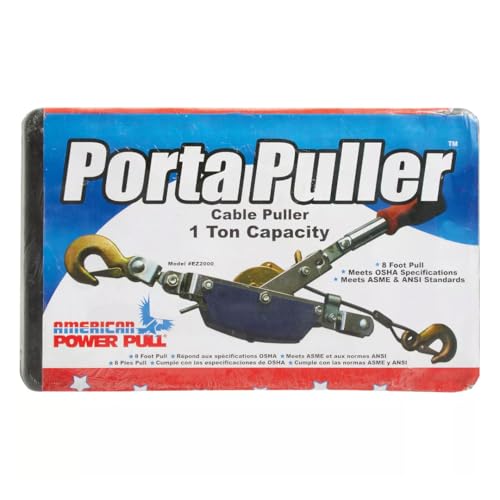 American Power Pull 1 Ton Portable EZ Puller EZ2000 Cable Puller with 8 Ft Galvanized Cable Collapsible Handle OSHA ASME Compliant Includes Molded Carrying Case - Image 5