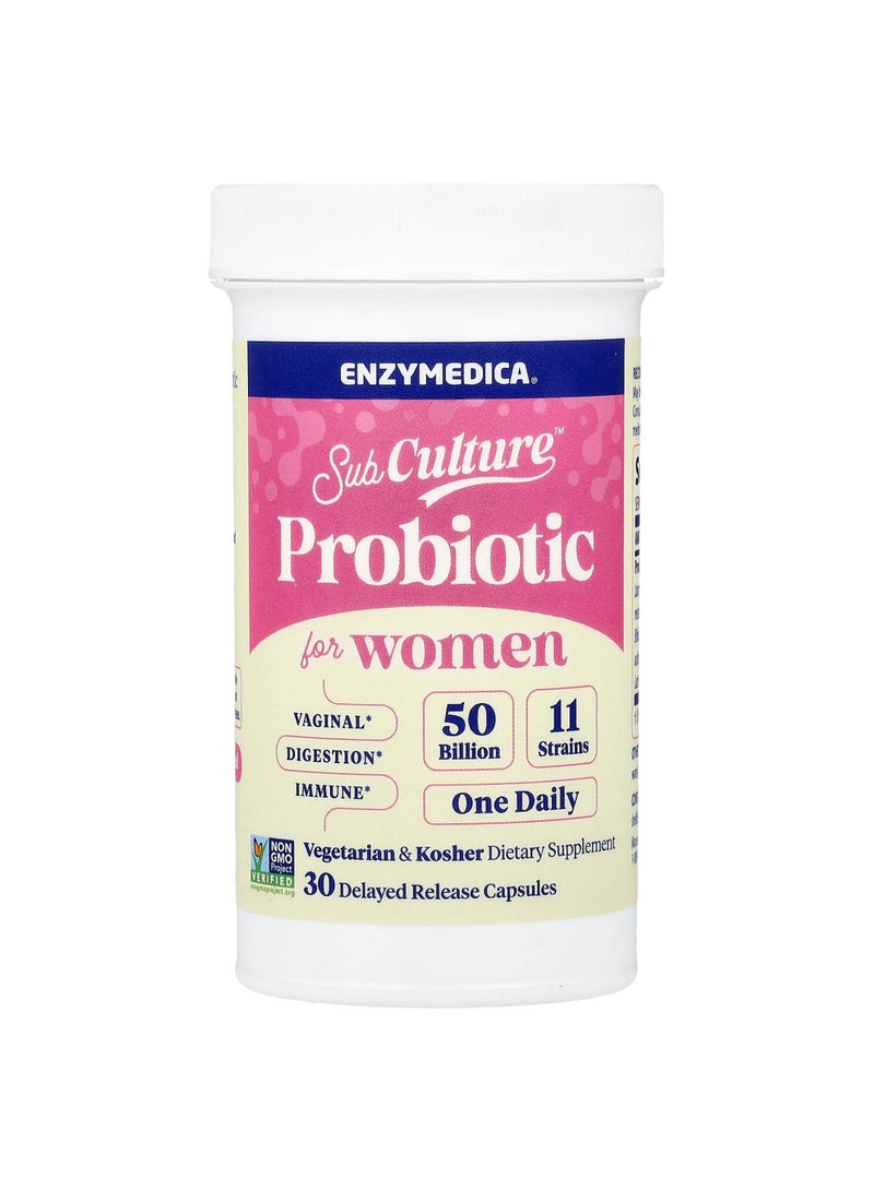 ENZYMEDICA SubCulture™ Probiotic For Women, 50 Billion, 30 Delayed Release Capsules