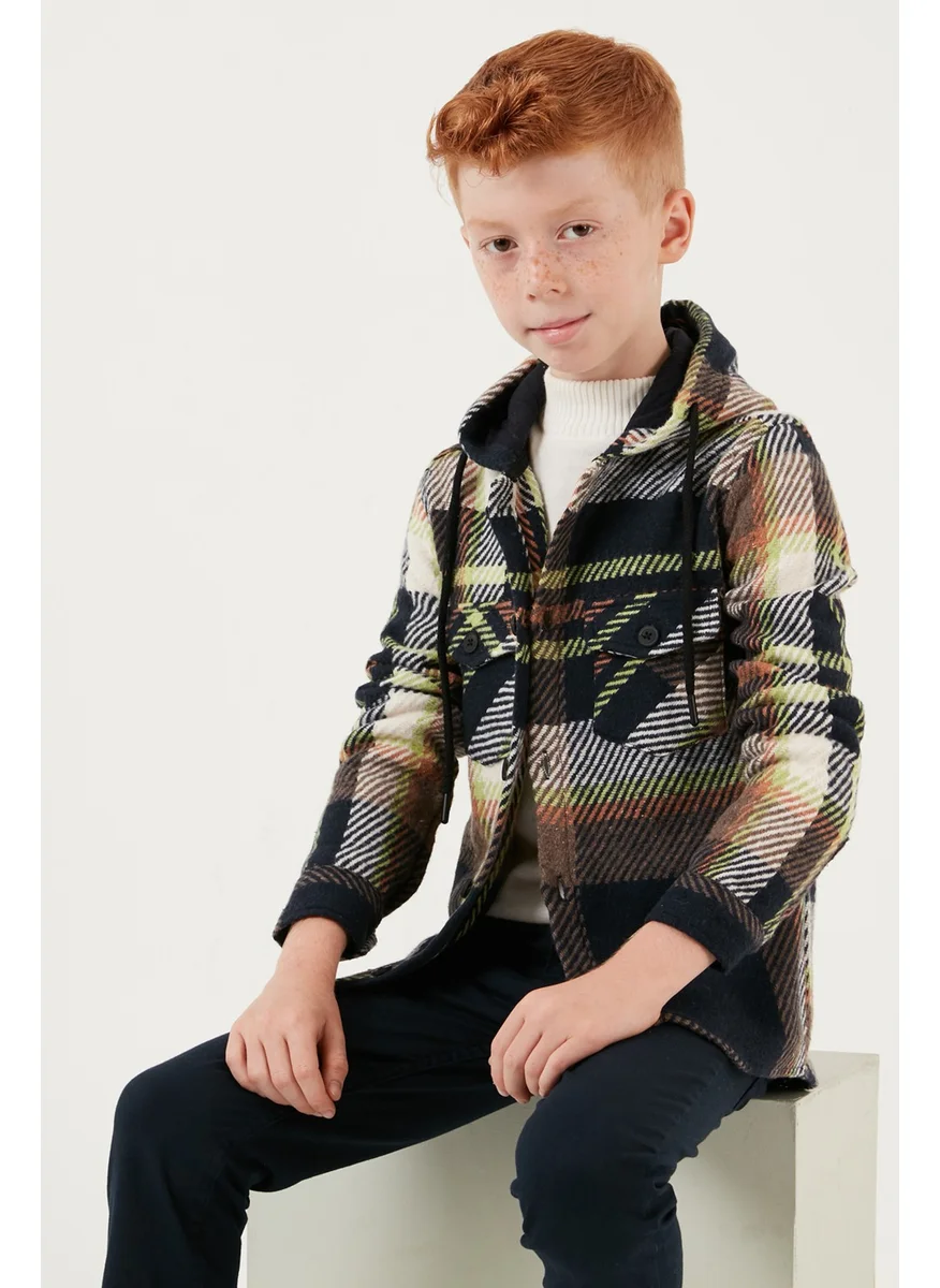 Lela Hooded Double Pocket Plaid Winter Lumberjack Shirt Boy's Shirt CF24W81781