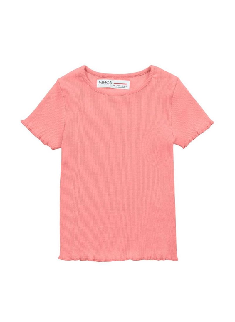 مينوتي تيشيرت مضلع للمراهقات بقصة ضيقة - Image 1