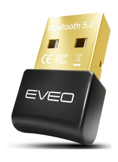 EVEO Bluetooth Adapter for PC- Bluetooth USB Dongle 5.0 for Windows 11/10/8/7/XP USB Bluetooth adapter for Laptop, Desktop, Keyboard, Mouse, Speaker, Headset, - 5.0 - Bluetooth USB adapter PC Receiver