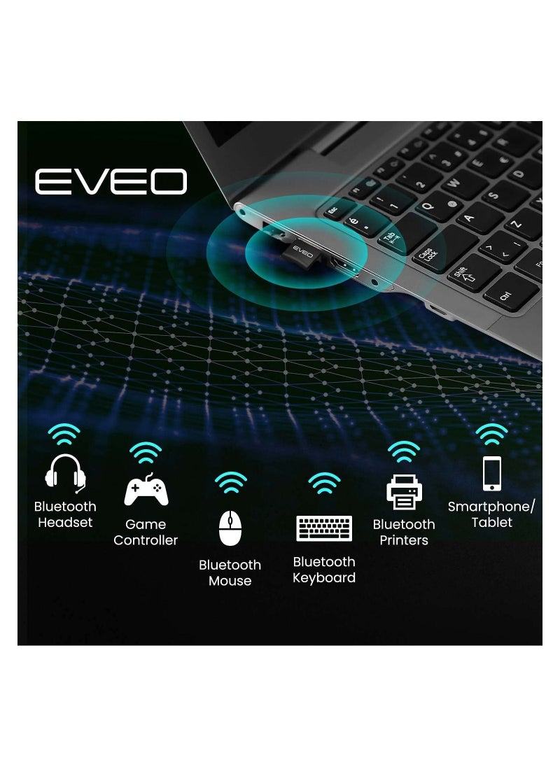 EVEO - EVEO Bluetooth Adapter for PC- Bluetooth USB Dongle 5.0 for Windows 11/10/8/7/XP USB Bluetooth adapter for Laptop, Desktop, Keyboard, Mouse, Speaker, Headset, - 5.0 - Bluetooth USB adapter PC Receiver - Image 1