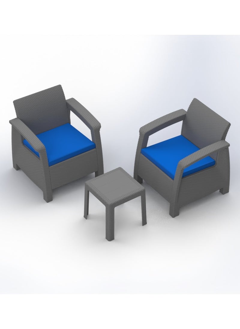 3MPlast - Havana 2-Seater Set Rattan Modern Outdoor and Indoor Furniture, Coffee Table, and Waterproof Cushions - Image 1