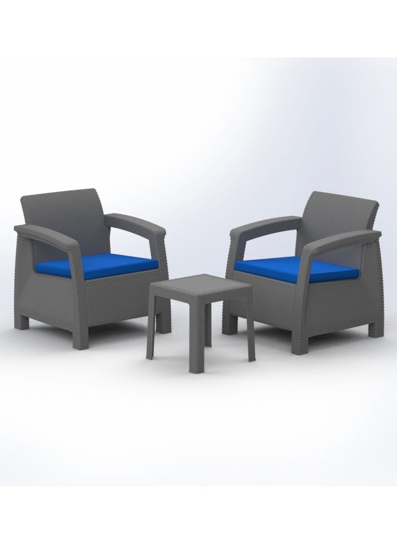 3MPlast - Havana 2-Seater Set Rattan Modern Outdoor and Indoor Furniture, Coffee Table, and Waterproof Cushions - Image 1