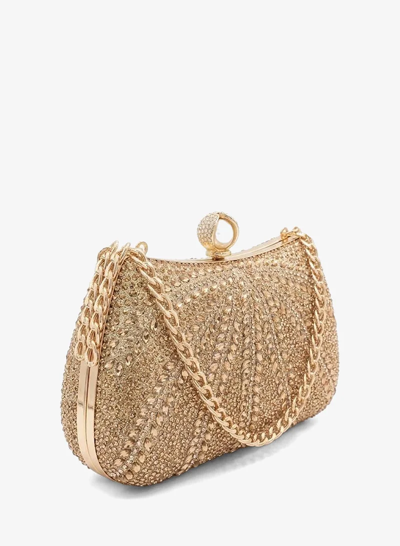 Viny Viny Women's Luxury Crystal Clutch Bag | Elegant Rhinestone Party Handbag with Pearl Clasp & Gold Chain | Bridal Wedding Purse for Weddings, Parties, Prom, Cocktail, Engagement, Eid & Special Occasions