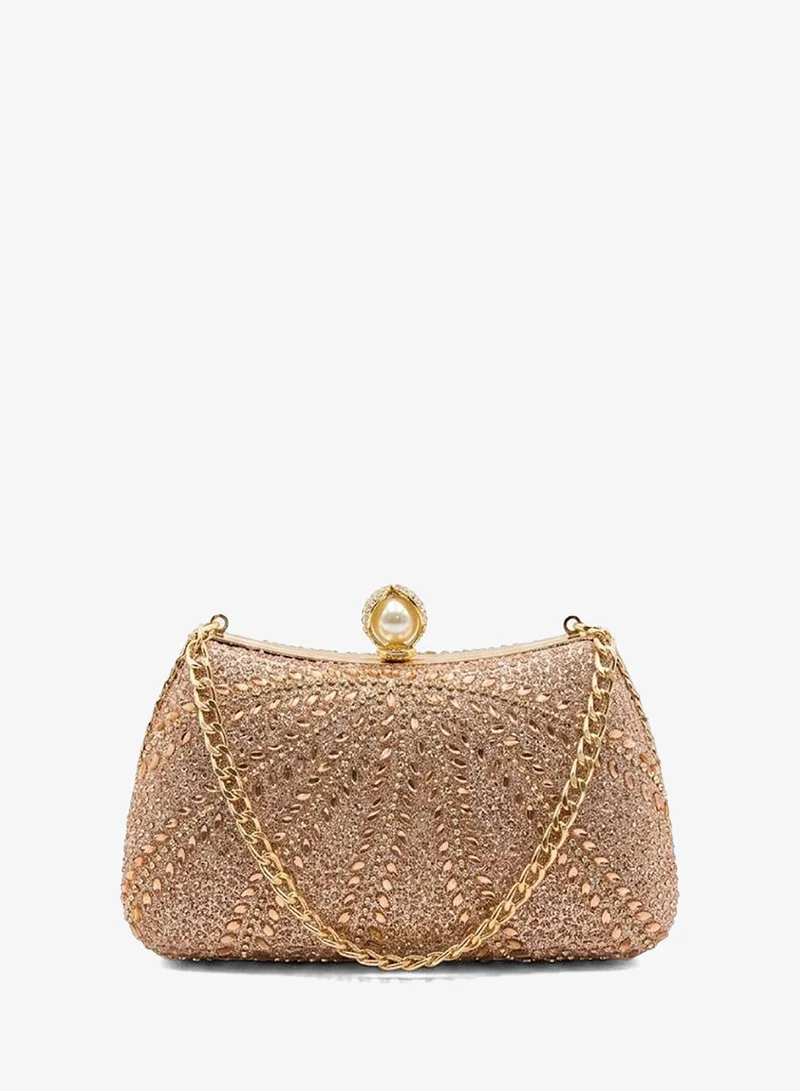 Viny Viny Women's Luxury Crystal Clutch Bag | Elegant Rhinestone Party Handbag with Pearl Clasp & Gold Chain | Bridal Wedding Purse for Weddings, Parties, Prom, Cocktail, Engagement, Eid & Special Occasions