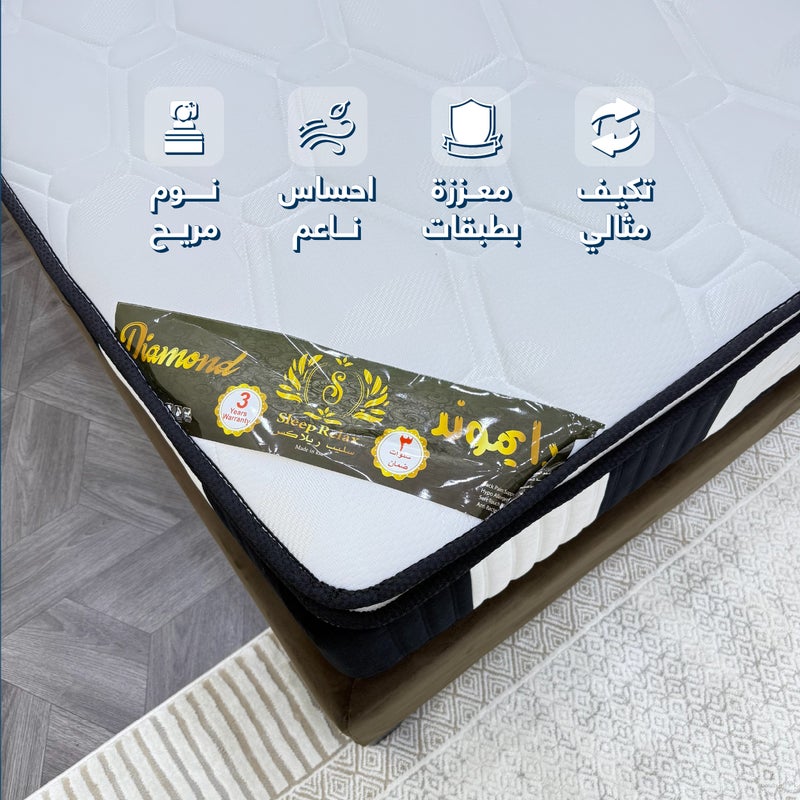 سليب قولد مرتبة نوم فندقية فاخرة من سليب قولد - فئة دايموند - بوكيت سبرينج - مقاس 25سم الارتفاع * 180سم العرض * 200سم الطول | دعم للظهر، امتصاص للحركة، مريحة - Image 3