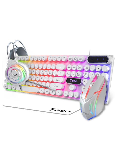 Gaming Bundle 4 in 1 with RGB Light, Gaming Keyboard and Mouse, Gaming Headset, Mouse Pad