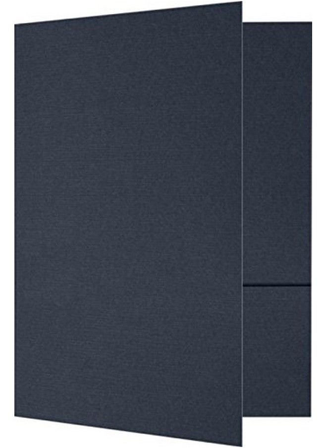 LUXPaper 6" X 9" Small Presentation Folders ; Two Pocket ; Nautical Blue Linen ; 100Lb. Cover ; 25 Qty  - Image 2