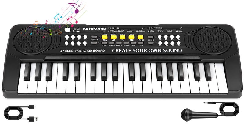 M SANMERSEN 37 Key Upgrade Piano Keyboard for Kids Musical Toys for 3 4 5 6 Year Old Girls Keyboard Piano for Beginners Electronic Piano with Microphone for 3+ Year Old Boys Girls Gifts - Image 1