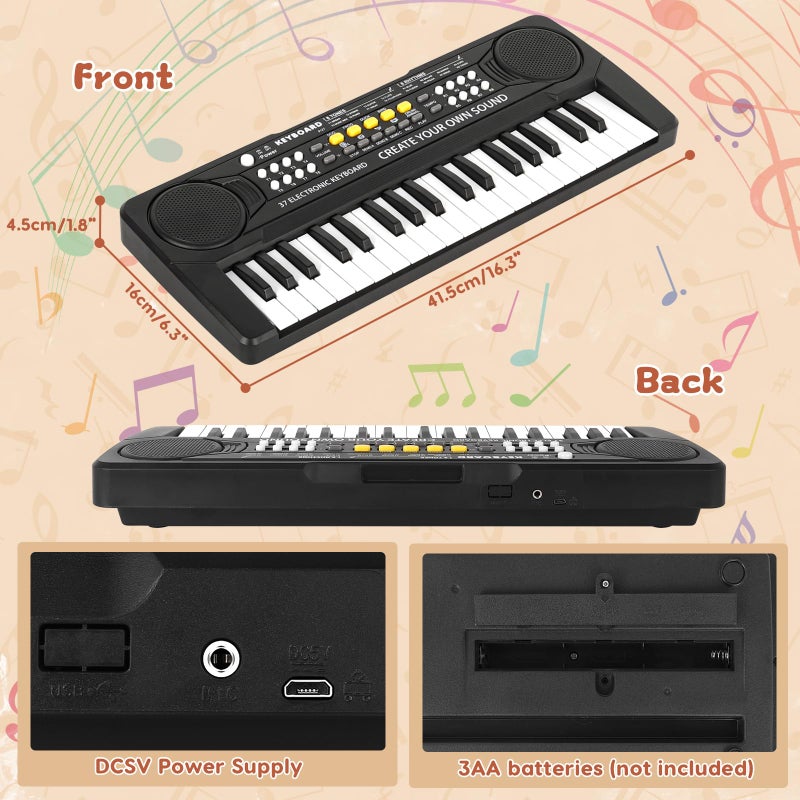 M SANMERSEN 37 Key Upgrade Piano Keyboard for Kids Musical Toys for 3 4 5 6 Year Old Girls Keyboard Piano for Beginners Electronic Piano with Microphone for 3+ Year Old Boys Girls Gifts - Image 5