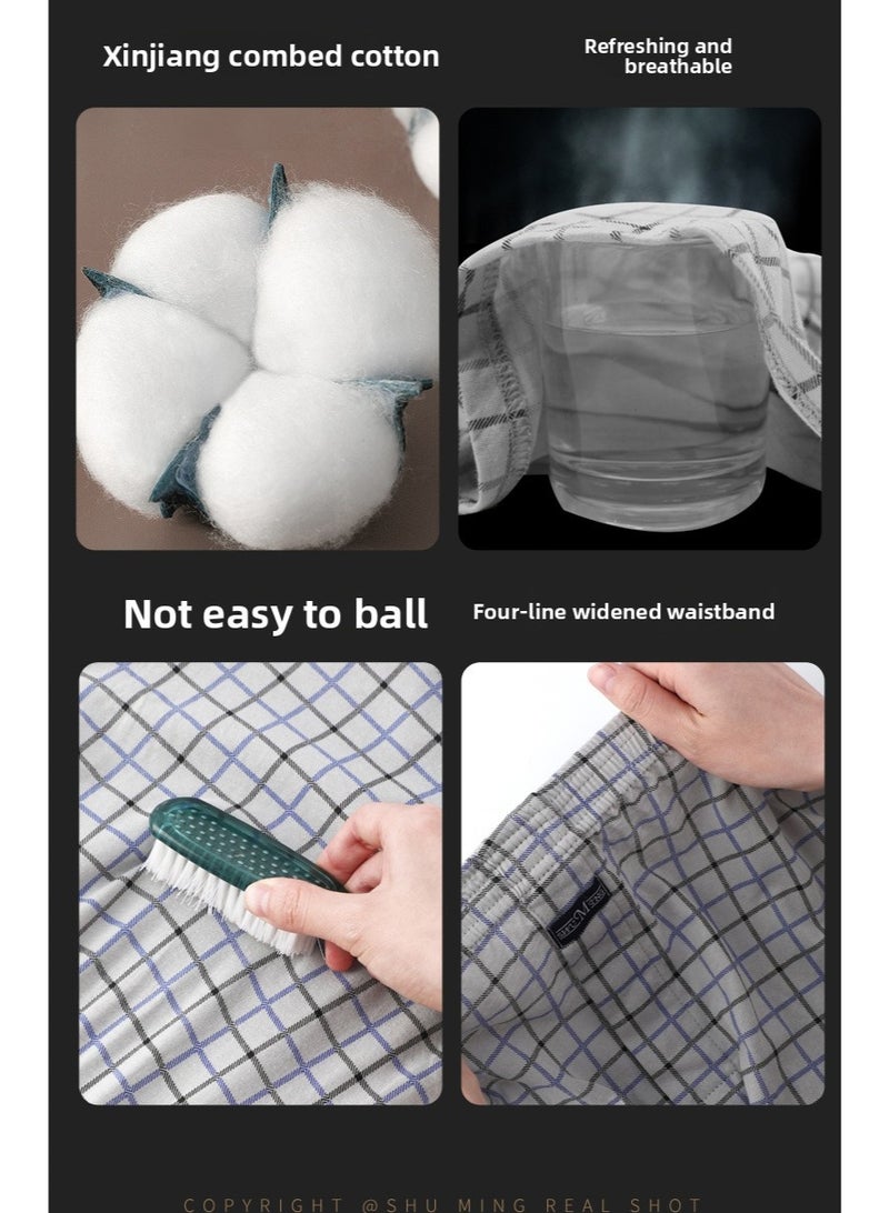 3-Piece Men'S Loose Underwear Pure Cotton Plaid Home Shorts Unconstrained And Comfortable Underwear - Image 4