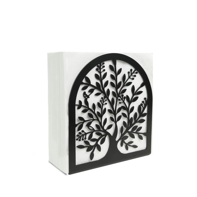 NAPKIN HOLDER FOR TABLES VINTAGE METAL FREESTANDING TISSUE DISPENSER BLACK CAST IRON VERTICAL TABLETOP PAPER NAPKIN HOLDER STAND FOR DINNER HOME KITCHEN RESTAURANT PICNIC PARTY TREE OF LIFE