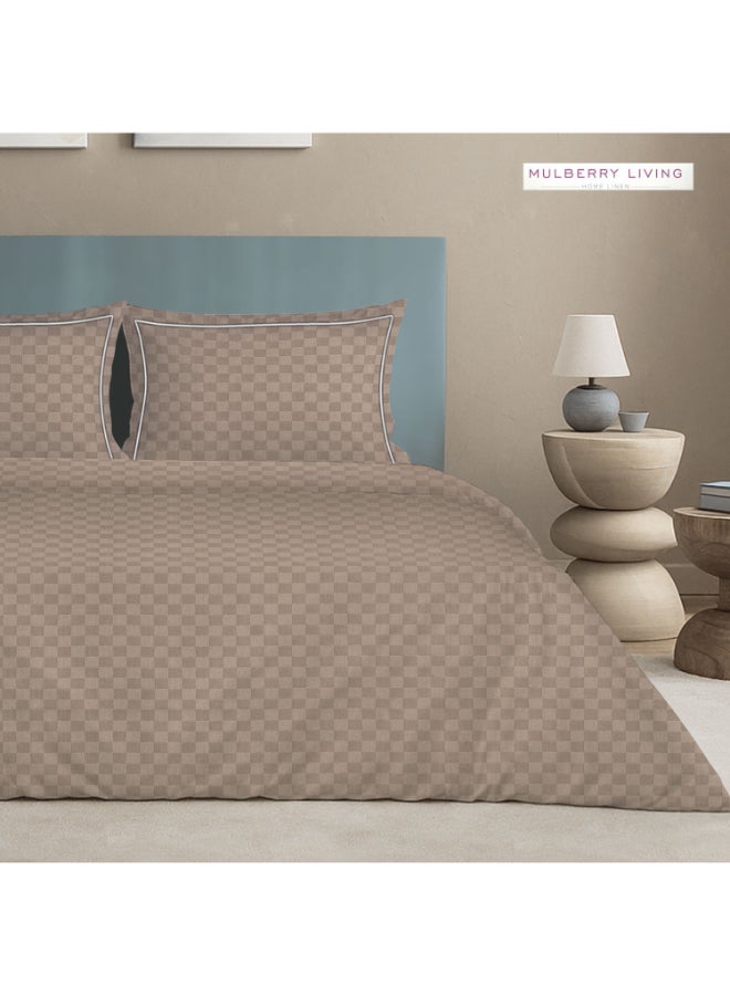 MULBERRY LIVING غطاء لحاف بنمط شبكي حضري مقاس كينج % قطن  خيط - موكا - Image 3