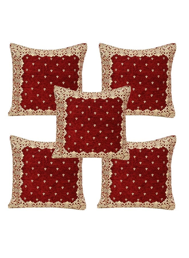 jayvaam Premium 5 Seater Printed Sofa Cover Set with Cushion Table Cover 3, 2 Seater 10 Piece Sofa Back Slip Panels, Covers, Protector for Single Seater, Mahroon,Chenille, - Image 3